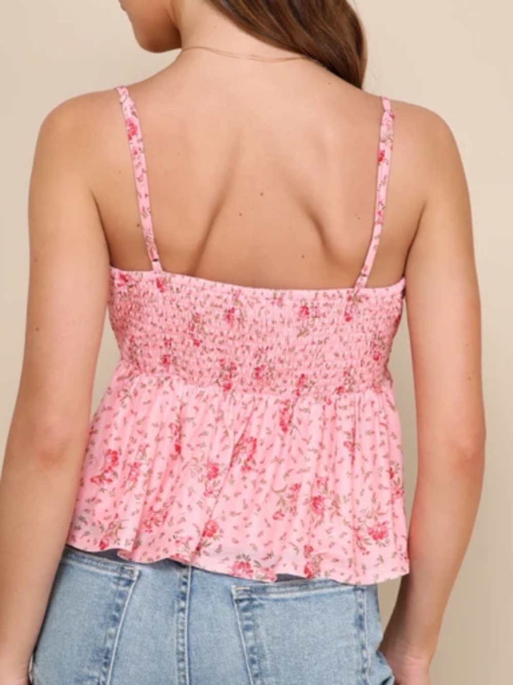 LULU's Sexy Romantic Chic Flirty Floral Date Night Out Peplum Cami Top - Picture 3 of 5